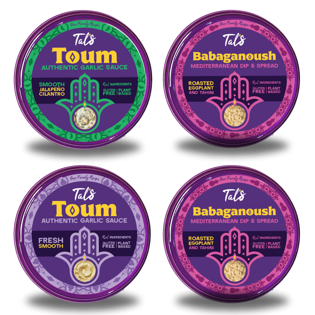 2 Babaganoush and 2 Toum Authentic Garlic Sauce