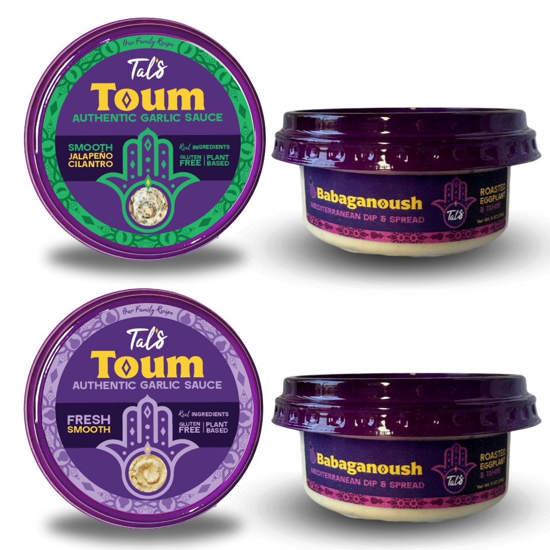 2 Babaganoush and 2 Toum Authentic Garlic Sauce