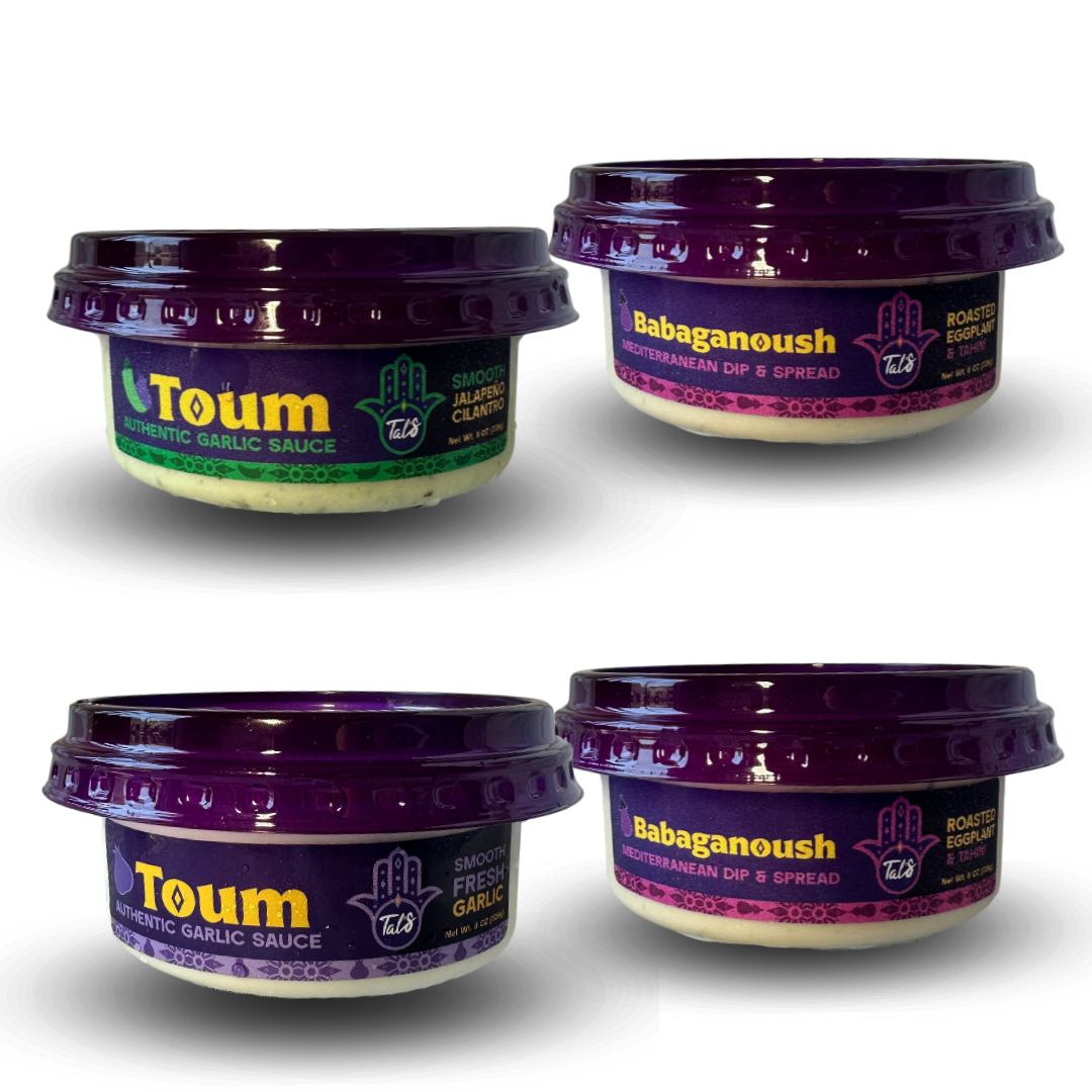2 Babaganoush and 2 Toum Authentic Garlic Sauce